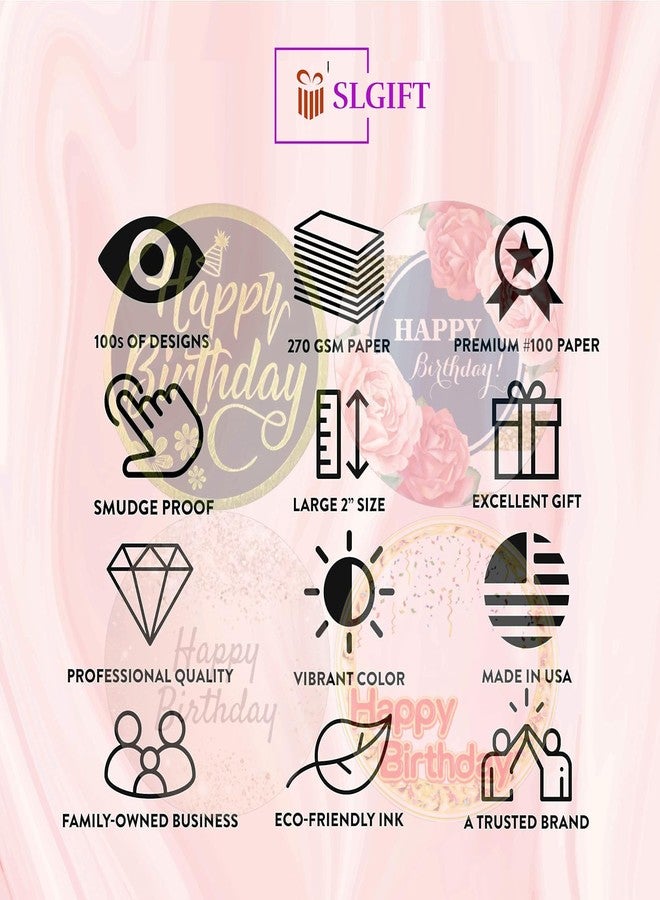 SLGIFT Vinyl Happy Birthday Theme Sticker, Self-Adhesive Vinyl Stickers, 40 Pieces, 2 x 2 Inches Round Sticker, 4 Unique Designs, R192 - Image 5